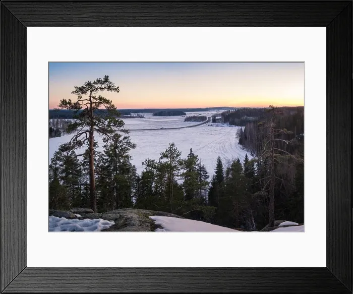 Framed Print : Scenic landscape with sunrise at top of the hill in Finland Framed Print : Scenic landscape with sunrise at top of the hill in Finland