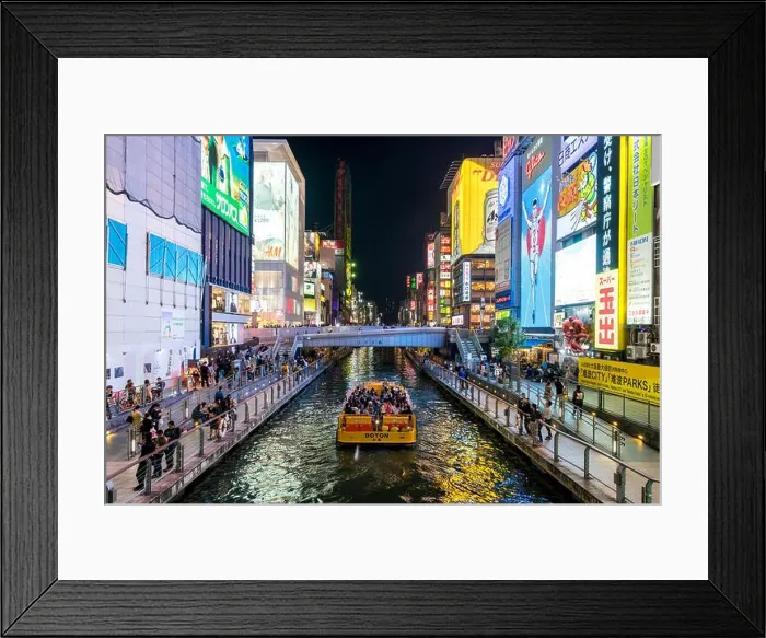 Framed Print : OSAKA, Japan - April 28 2017 : Billbords at Dotonbori in Osaka, Japan. It is one of the principal tourist destinations in Osaka, Japan. It is a single Framed Print : OSAKA, Japan - April 28 2017 : Billbords at Dotonbori in Osaka, Japan. It is one of the principal tourist destinations in Osaka, Japan. It is a single