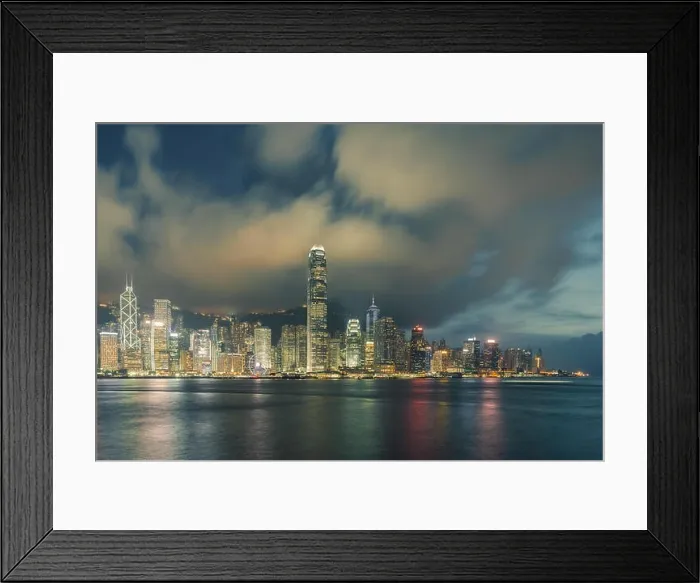 Framed Print : Night view of Victoria Harbour in Hong Kong Framed Print : Night view of Victoria Harbour in Hong Kong