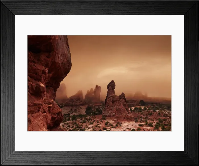 Framed Print : Foggy morning in Arches National Park, Utah, USA Framed Print : Foggy morning in Arches National Park, Utah, USA