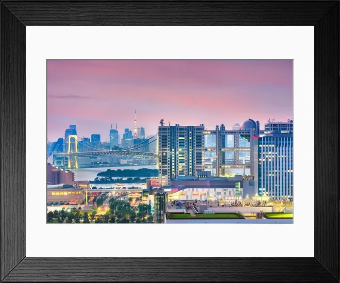 Framed Print : Tokyo, Japan Odaiba cityscape at twilight from across Tokyo bay