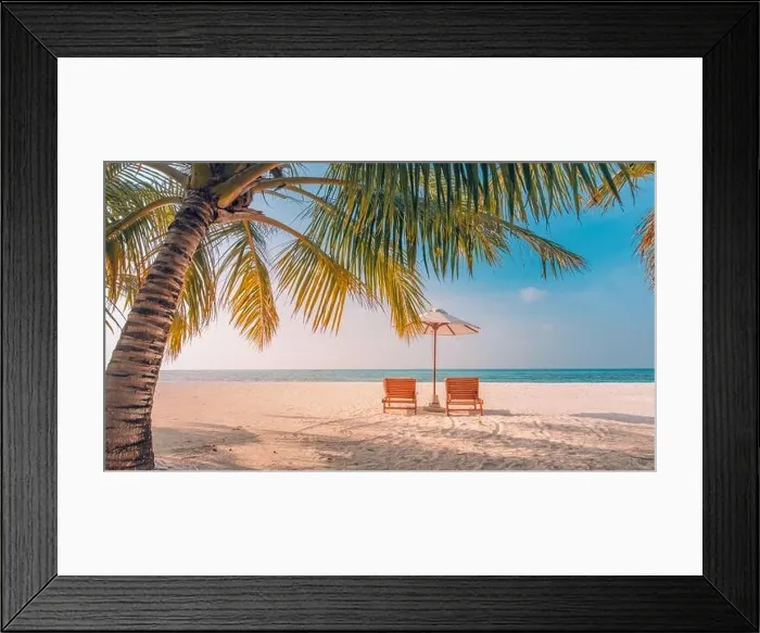 Framed Print : Beautiful tropical beach banner. Luxury travel white sand and coco palms travel tourism wide panorama background concept. Amazing beach landscape Framed Print : Beautiful tropical beach banner. Luxury travel white sand and coco palms travel tourism wide panorama background concept. Amazing beach landscape