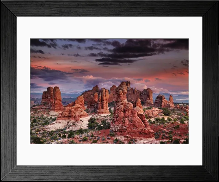 Framed Print : Colorful sunset in Arches National Park, Utah, USA Framed Print : Colorful sunset in Arches National Park, Utah, USA