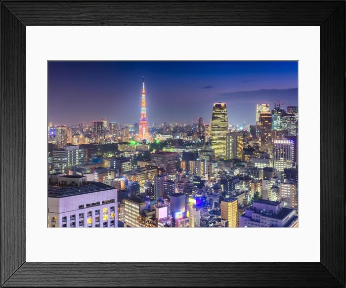Framed Print : Tokyo, Japan cityscape and tower at night Framed Print : Tokyo, Japan cityscape and tower at night