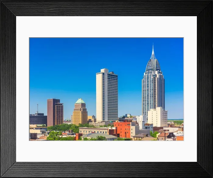Framed Print : Mobile, Alabama, USA downtown skyline in the afternoon Framed Print : Mobile, Alabama, USA downtown skyline in the afternoon