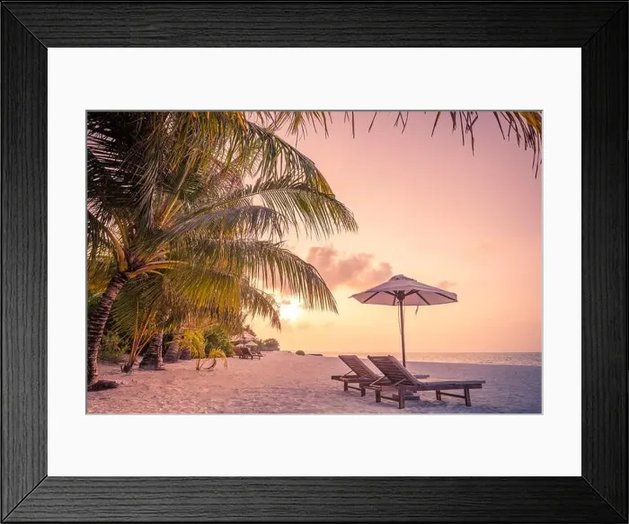 Framed Print : Beautiful beach. Chairs on the sandy beach near the sea. Summer holiday and vacation concept for tourism. Tranquil scenery, relaxing beach, wonderful Framed Print : Beautiful beach. Chairs on the sandy beach near the sea. Summer holiday and vacation concept for tourism. Tranquil scenery, relaxing beach, wonderful