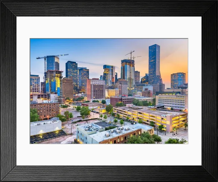 Framed Print : Houston, Texas, USA downtown city skyline at twilight Framed Print : Houston, Texas, USA downtown city skyline at twilight
