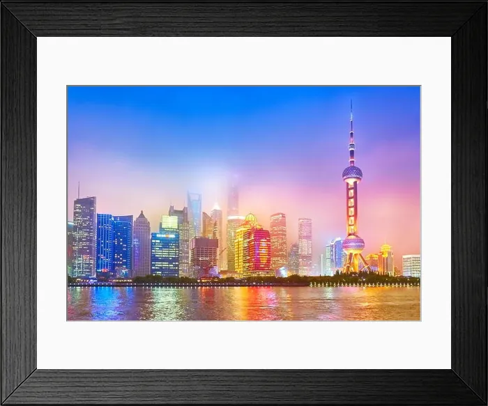 Framed Print : Financial district skyline on the Huangpu River, Pudong, Shanghai, China Framed Print : Financial district skyline on the Huangpu River, Pudong, Shanghai, China