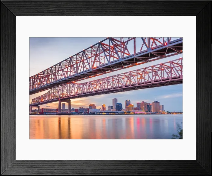 Framed Print : New Orleans, Louisiana, USA at Crescent City Connection Bridge over the Mississippi River at dusk Framed Print : New Orleans, Louisiana, USA at Crescent City Connection Bridge over the Mississippi River at dusk