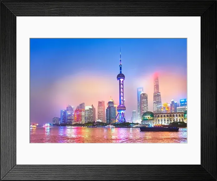 Framed Print : Financial district skyline on the Huangpu River, Shanghai, China Framed Print : Financial district skyline on the Huangpu River, Shanghai, China