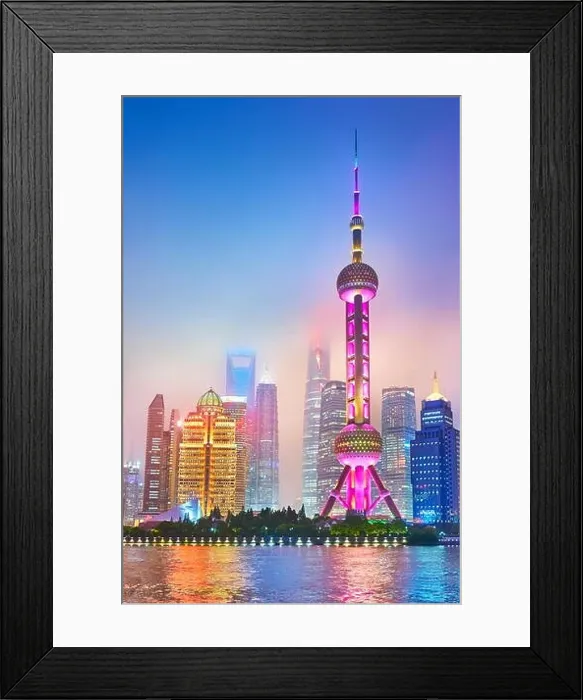 Framed Print : Evening view at Oriental Pearl TV Tower, Pudong, Shanghai, China Framed Print : Evening view at Oriental Pearl TV Tower, Pudong, Shanghai, China
