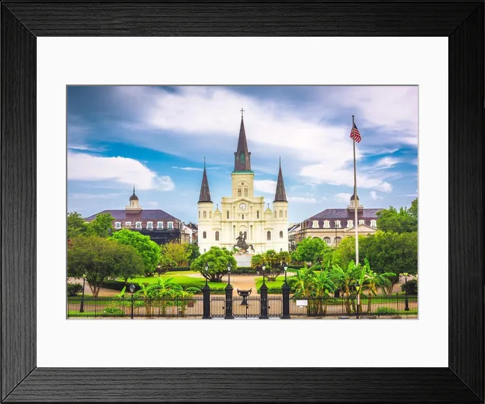 Framed Print : New Orleans, Louisiana, USA at Jackson Square and St. Louis Cathedral in the morning Framed Print : New Orleans, Louisiana, USA at Jackson Square and St. Louis Cathedral in the morning