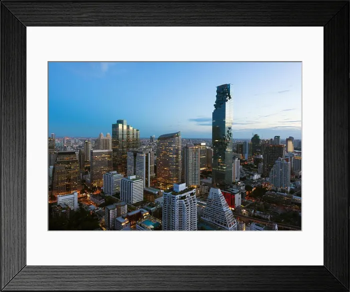 Framed Print : Top view of Bangkok modern building in Business district at Bangkok city with skyline at twilight, Thailand Framed Print : Top view of Bangkok modern building in Business district at Bangkok city with skyline at twilight, Thailand