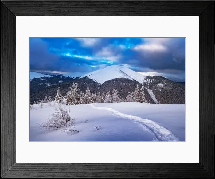 Framed Print : Fantastic winter landscape panorama with snowy trees and snowy peaks. Carpathian mountains, Ukraine. Christmas holiday background Framed Print : Fantastic winter landscape panorama with snowy trees and snowy peaks. Carpathian mountains, Ukraine. Christmas holiday background