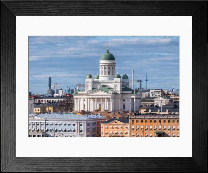 Framed Print : Helsinki, Finland - April 14 : Cathedral and other city buildings with central cityscape in Helsinki on April 14, 2019. With beautiful evening light Framed Print : Helsinki, Finland - April 14 : Cathedral and other city buildings with central cityscape in Helsinki on April 14, 2019. With beautiful evening light
