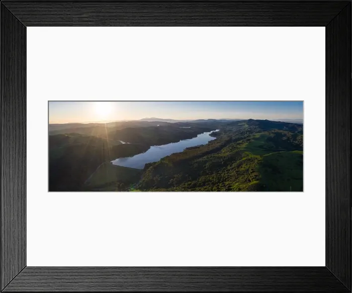 Framed Print : A beautiful morning lights the green hills around the San Pablo Reservoir in Northern California. A wet winter has caused lush vegetation growth Framed Print : A beautiful morning lights the green hills around the San Pablo Reservoir in Northern California. A wet winter has caused lush vegetation growth