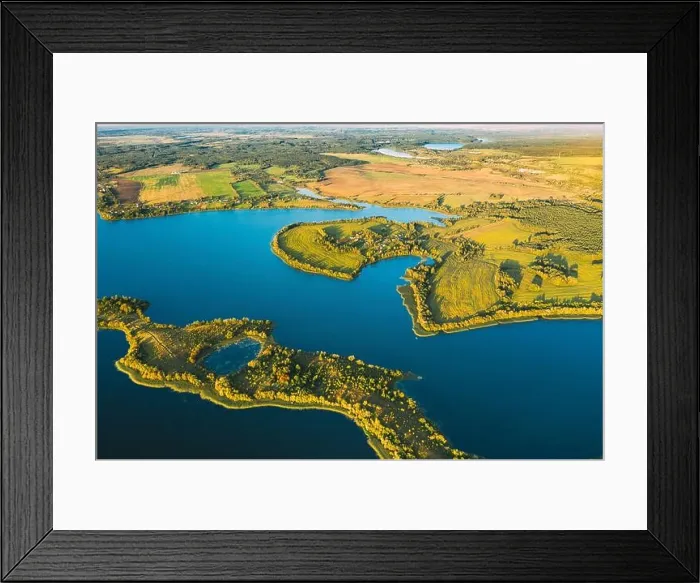 Framed Print : Lyepyel District, Lepel Lake, Beloozerny District, Vitebsk Region. Aerial View Of Residential Area With Houses In Countryside. Top View Of European Framed Print : Lyepyel District, Lepel Lake, Beloozerny District, Vitebsk Region. Aerial View Of Residential Area With Houses In Countryside. Top View Of European