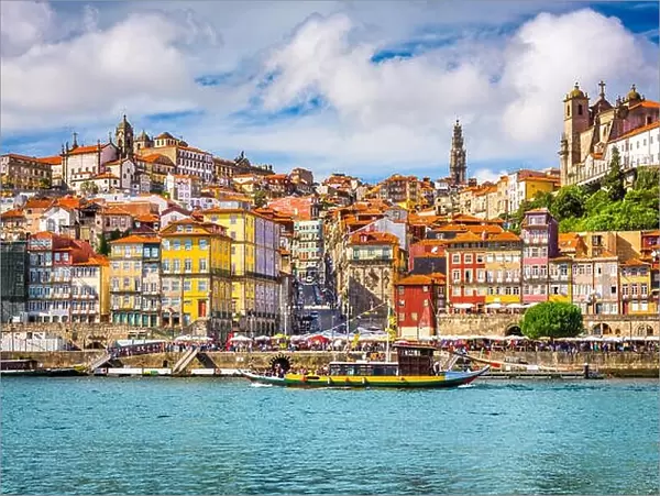 Porto, Portugal old town skyline from across the Douro River