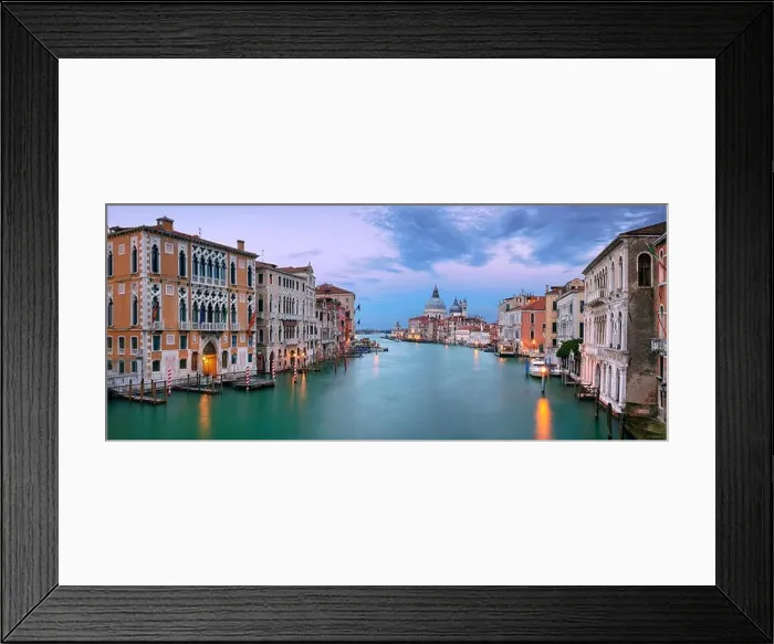 Framed Print : Venice, Italy. Panoramic cityscape image of Grand Canal in Venice, with Santa Maria della Salute Basilica in the background, during sunset Framed Print : Venice, Italy. Panoramic cityscape image of Grand Canal in Venice, with Santa Maria della Salute Basilica in the background, during sunset