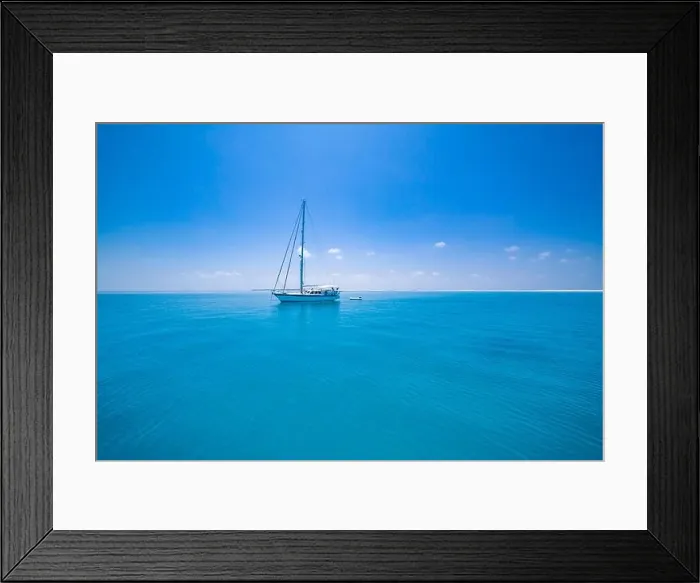 Framed Print : Beautiful bay with sailing boat. Summer recreational amazing view to yacht, swimming woman and clear water Framed Print : Beautiful bay with sailing boat. Summer recreational amazing view to yacht, swimming woman and clear water