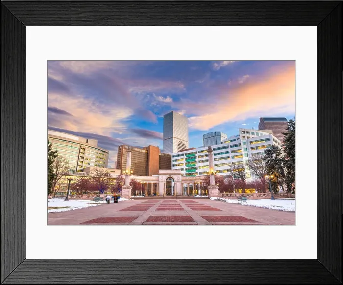 Framed Print : Denver, Colorado, USA downtown cityscape in Civic Center park at duskl Framed Print : Denver, Colorado, USA downtown cityscape in Civic Center park at duskl