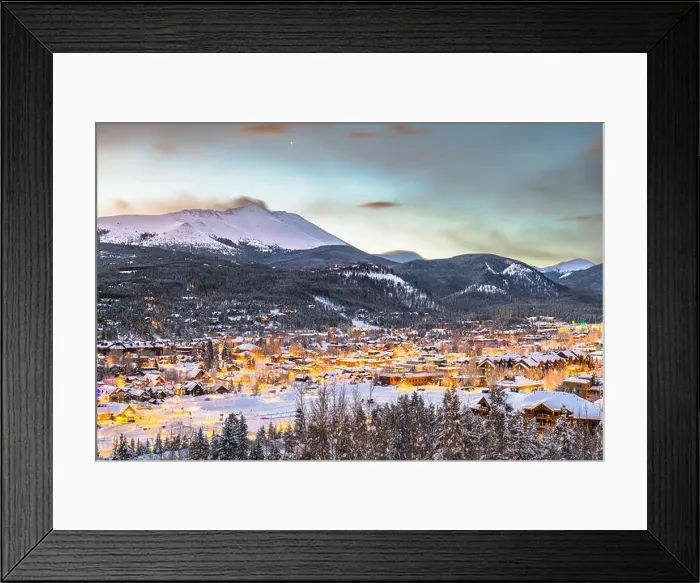 Framed Print : Breckenridge, Colorado, USA town skyline in winter at dawn Framed Print : Breckenridge, Colorado, USA town skyline in winter at dawn