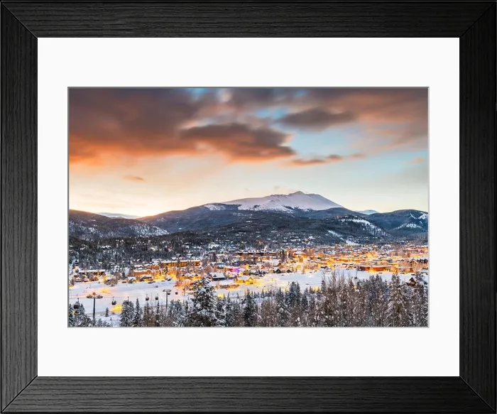 Framed Print : Breckenridge, Colorado, USA town skyline in winter at dawn Framed Print : Breckenridge, Colorado, USA town skyline in winter at dawn
