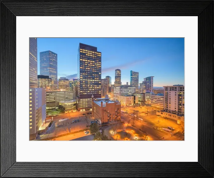 Framed Print : Denver, Colorado, USA downtown cityscape at twilight Framed Print : Denver, Colorado, USA downtown cityscape at twilight