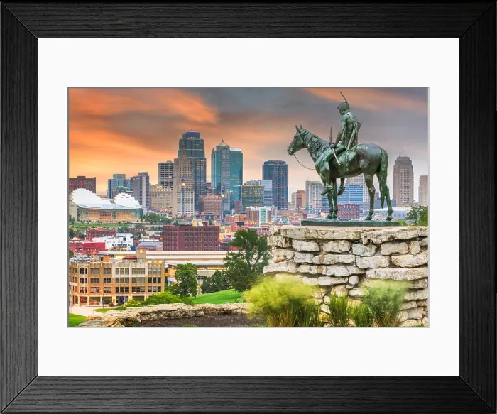 Framed Print : Kansas City, Missouri, USA downtown skyline at dusk Framed Print : Kansas City, Missouri, USA downtown skyline at dusk