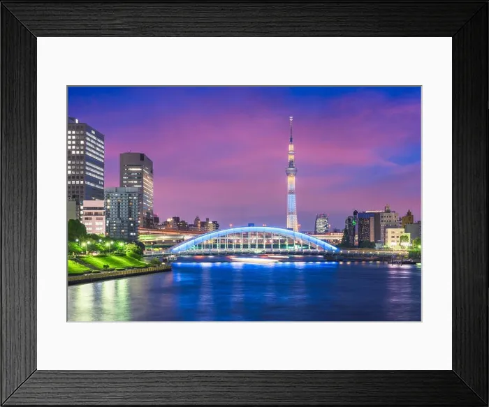 Framed Print : Tokyo, Japan skyline on the Sumida River at night Framed Print : Tokyo, Japan skyline on the Sumida River at night