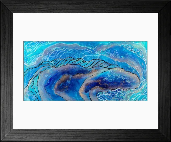 Framed Print : Abstract painting background in blue tone, creative design artwork. Natural luxury abstract fluid, liquid art painting. Mixed style illustration Framed Print : Abstract painting background in blue tone, creative design artwork. Natural luxury abstract fluid, liquid art painting. Mixed style illustration