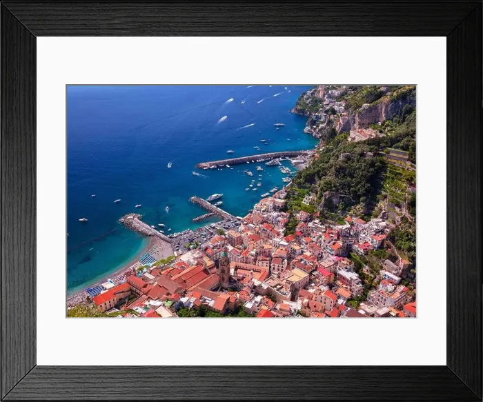 Framed Print : Amalfi, Italy. Aerial cityscape image of famous city Amalfi located on Amalfi Coast, Italy at sunny summer day Framed Print : Amalfi, Italy. Aerial cityscape image of famous city Amalfi located on Amalfi Coast, Italy at sunny summer day