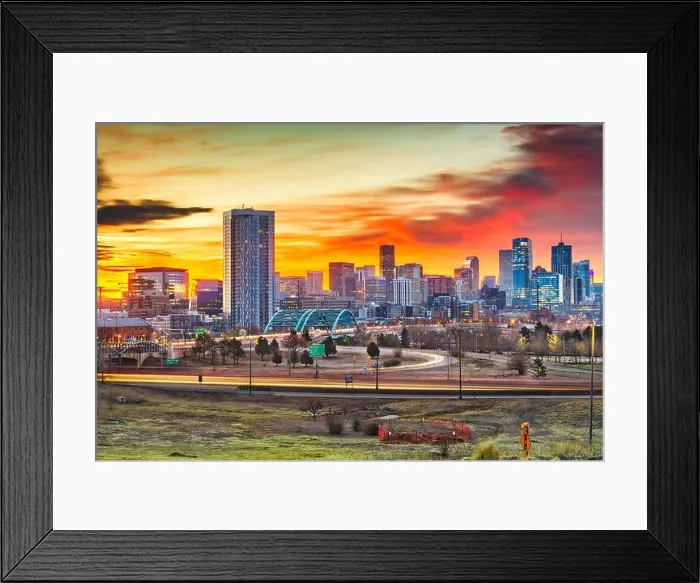 Framed Print : Denver, Colorado, USA downtown city skyline at dawn Framed Print : Denver, Colorado, USA downtown city skyline at dawn