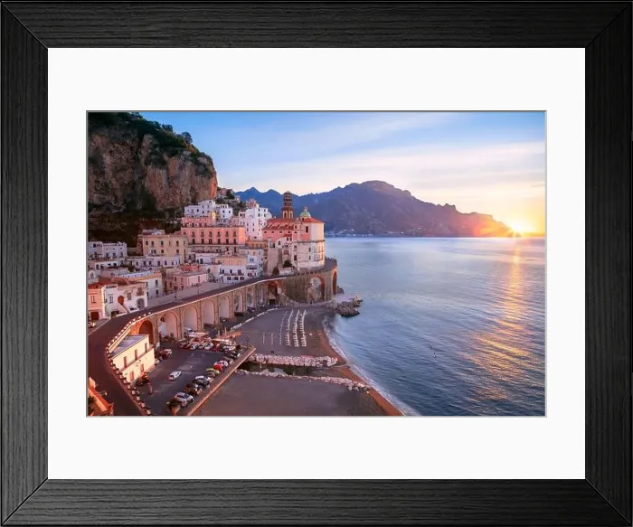 Framed Print : Atrani, Amalfi Coast, Italy. Aerial cityscape image of famous city Atrani located on Amalfi Coast, Italy at sunrise Framed Print : Atrani, Amalfi Coast, Italy. Aerial cityscape image of famous city Atrani located on Amalfi Coast, Italy at sunrise