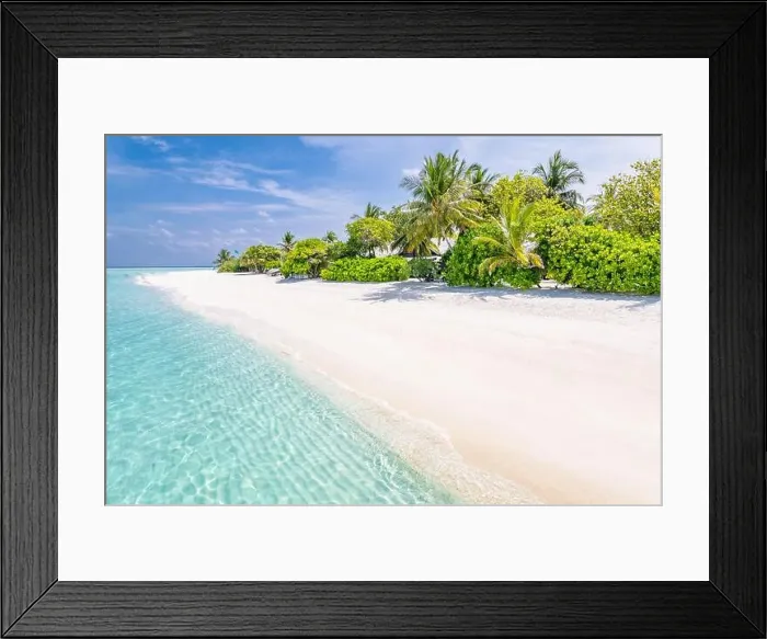 Framed Print : Summer vacation on a tropical island with beautiful beach and palm trees. Luxury travel background, exotic beach landscape, sunny weather, tropics Framed Print : Summer vacation on a tropical island with beautiful beach and palm trees. Luxury travel background, exotic beach landscape, sunny weather, tropics