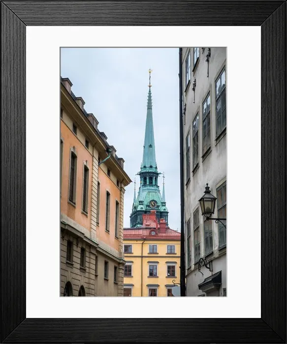 Framed Print : Stockholm old town alley, Sweden. Gamlastan: Stockholm old town. Colourful narrow street. Sweden Framed Print : Stockholm old town alley, Sweden. Gamlastan: Stockholm old town. Colourful narrow street. Sweden