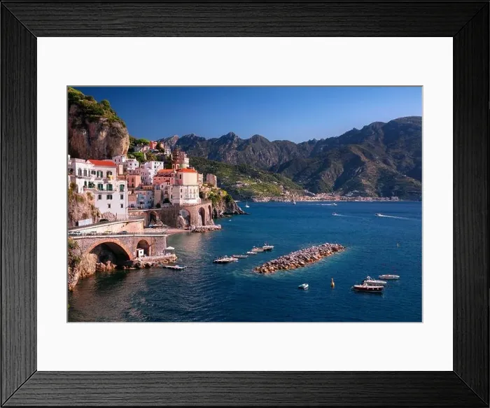 Framed Print : Atrani, Amalfi Coast, Italy. Cityscape image of iconic city Atrani located on Amalfi Coast, Italy at sunny summer day Framed Print : Atrani, Amalfi Coast, Italy. Cityscape image of iconic city Atrani located on Amalfi Coast, Italy at sunny summer day