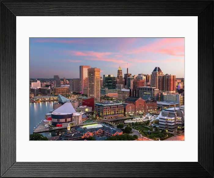 Framed Print : Baltimore, Maryland, USA Skyline on the Inner Harbor at dusk Framed Print : Baltimore, Maryland, USA Skyline on the Inner Harbor at dusk