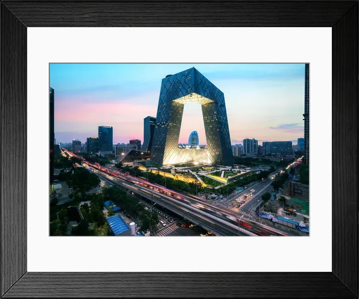 Framed Print : Night cityscape with bilding and road in Beijing city, China Framed Print : Night cityscape with bilding and road in Beijing city, China