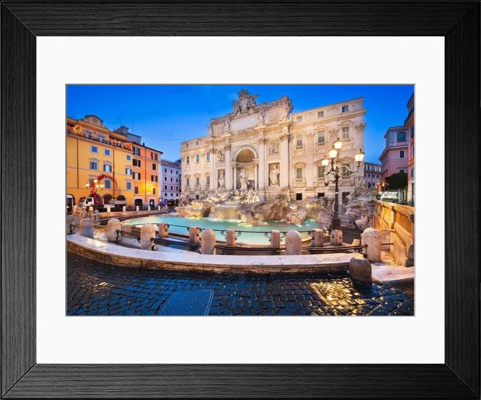 Framed Print : Rome, Italy overlooking Trevi Fountain during twilight Framed Print : Rome, Italy overlooking Trevi Fountain during twilight