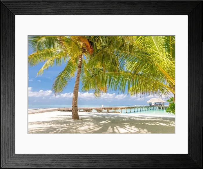 Framed Print : Summer vacation on a tropical island with beautiful beach and palm trees. Luxury travel background, exotic beach landscape, sunny weather, tropics Framed Print : Summer vacation on a tropical island with beautiful beach and palm trees. Luxury travel background, exotic beach landscape, sunny weather, tropics