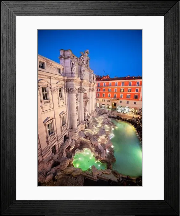 Framed Print : Rome, Italy overlooking Trevi Fountain during twilight Framed Print : Rome, Italy overlooking Trevi Fountain during twilight