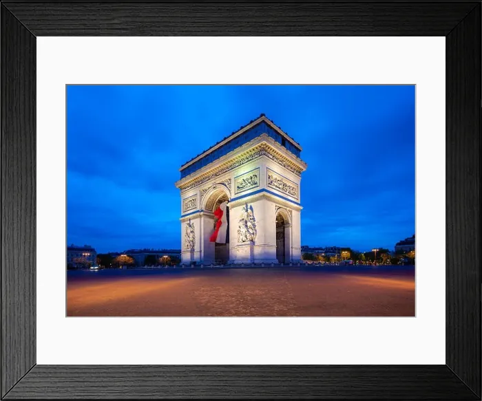 Framed Print : Paris street at night with the Arc de Triomphe in Paris, France Framed Print : Paris street at night with the Arc de Triomphe in Paris, France