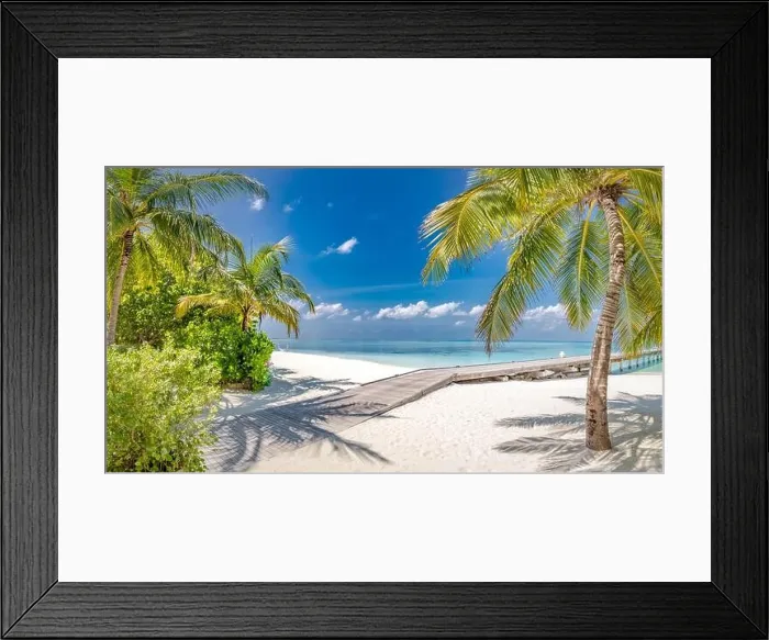 Framed Print : Summer vacation on a tropical island with beautiful beach and palm trees. Luxury travel background, exotic beach landscape, sunny weather, tropics Framed Print : Summer vacation on a tropical island with beautiful beach and palm trees. Luxury travel background, exotic beach landscape, sunny weather, tropics
