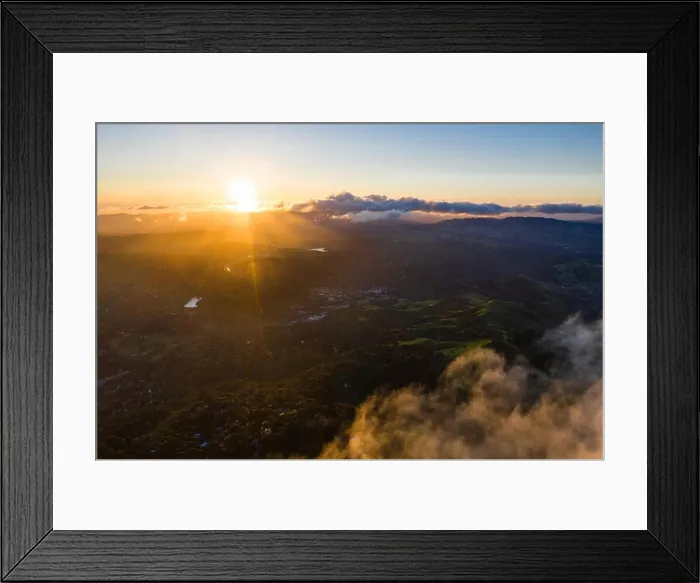Framed Print : A beautiful sunrise illuminates the hills surrounding San Francisco Bay in Northern California. This area is often covered by a thick marine layer Framed Print : A beautiful sunrise illuminates the hills surrounding San Francisco Bay in Northern California. This area is often covered by a thick marine layer