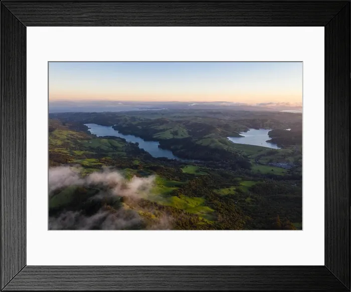 Framed Print : A beautiful sunrise illuminates the hills surrounding San Francisco Bay in Northern California. This area is often covered by a thick marine layer Framed Print : A beautiful sunrise illuminates the hills surrounding San Francisco Bay in Northern California. This area is often covered by a thick marine layer