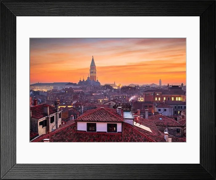 Framed Print : Venice, Italy rooftop skyline and historic landmarks at dusk Framed Print : Venice, Italy rooftop skyline and historic landmarks at dusk