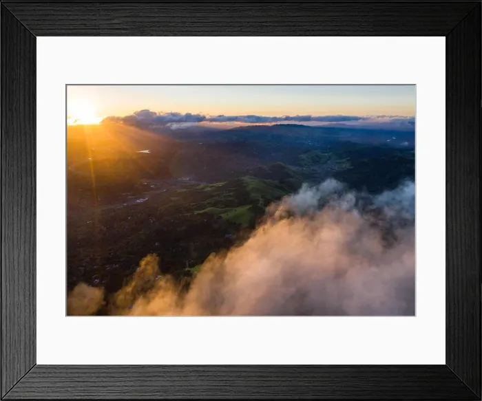 Framed Print : A beautiful sunrise illuminates the hills surrounding San Francisco Bay in Northern California. This area is often covered by a thick marine layer Framed Print : A beautiful sunrise illuminates the hills surrounding San Francisco Bay in Northern California. This area is often covered by a thick marine layer