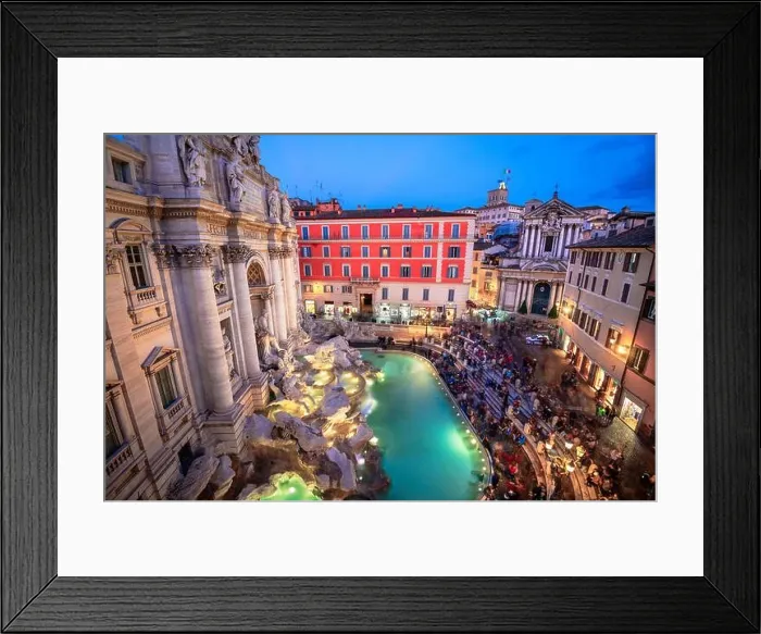 Framed Print : Rome, Italy overlooking Trevi Fountain during twilight Framed Print : Rome, Italy overlooking Trevi Fountain during twilight