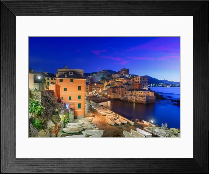 Framed Print : The old fishing village of Boccadasse, Genoa, Italy at dawn Framed Print : The old fishing village of Boccadasse, Genoa, Italy at dawn